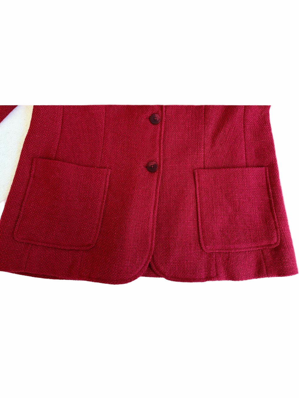 J. Jill Red Textured Wool Blend Two-Button Patch Pocket Blazer Jacket Size Med - Picture 6 of 10